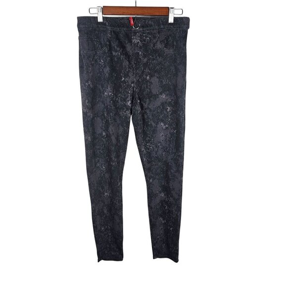 Spanx Large Acid Wash Dark Gray, Black Marble Seamless Jeggings - Picture 3 of 12